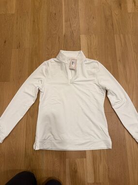 White Quarter-Zip Long Sleeve Top